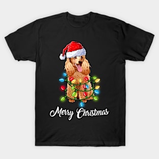 Matching Christmas Gifts Poodle Dog Light Merry Christmas Tshirt T-Shirt